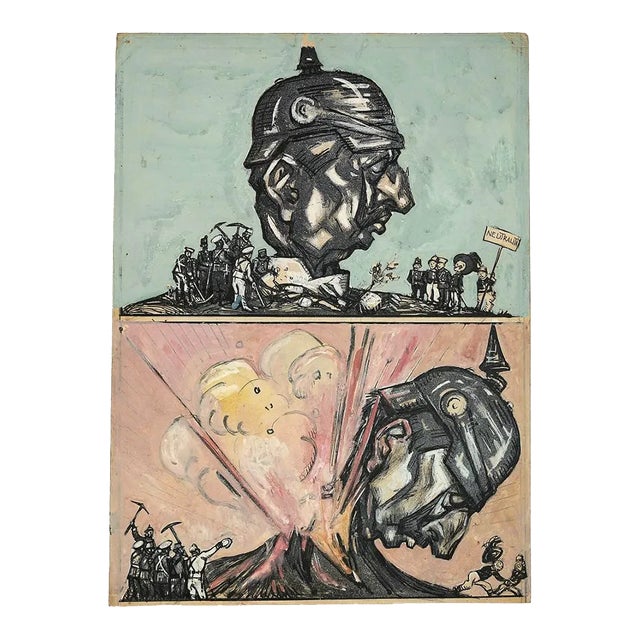 Gabriele Galantara - Cover for The Donkey - Ink and Watercolor - 1914 For Sale