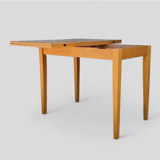 Vintage Mid-Century Romanian Flip-Top Dining Table Expandable Kitchen Table , 1970s For Sale - Image 4 of 10