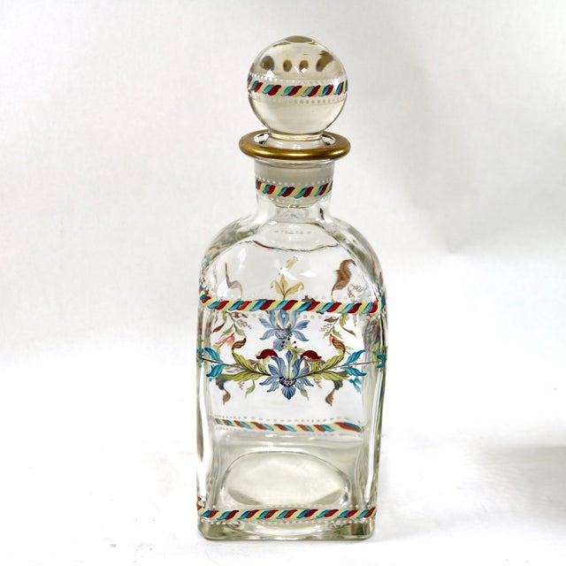 Mid-Century Modern Mid 20th Century Mid-Century Modern Hand Painted Glass Decanter From Portugal For Sale - Image 3 of 10