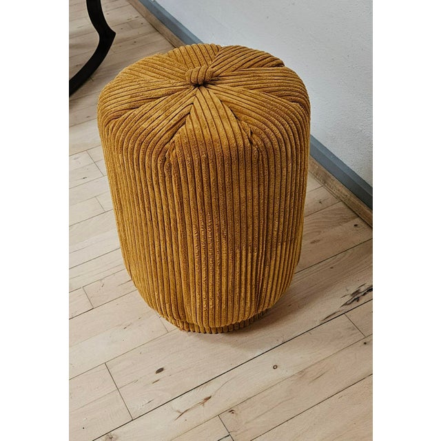 Vintage Mustard Corduroy Pouf, 1970s For Sale - Image 6 of 8