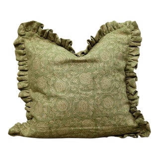 Fabdivine Elegant Handmade Linen Pillow Cover Floral Block Print Design- 14x36 Inch, 6Kamal For Sale