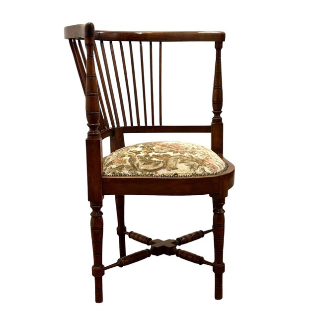 Wood Victorian English Corner Chairs, Set of 2 For Sale - Image 7 of 11