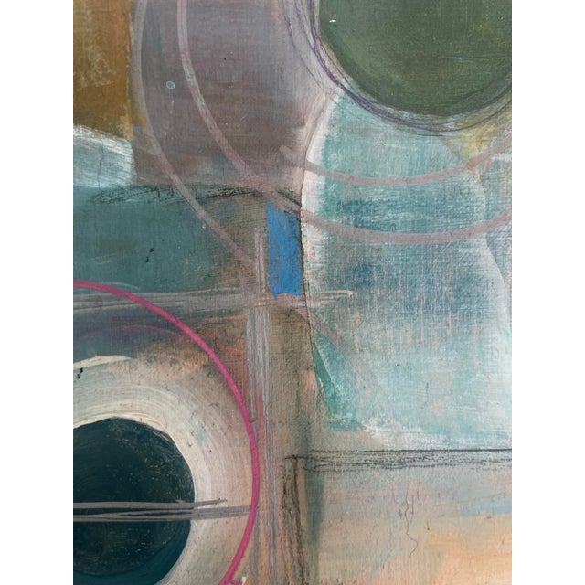 Verdigris Set of 2 Original Abstract Paintings, Acrylic and Ink on Wood Panels. For Sale - Image 8 of 12