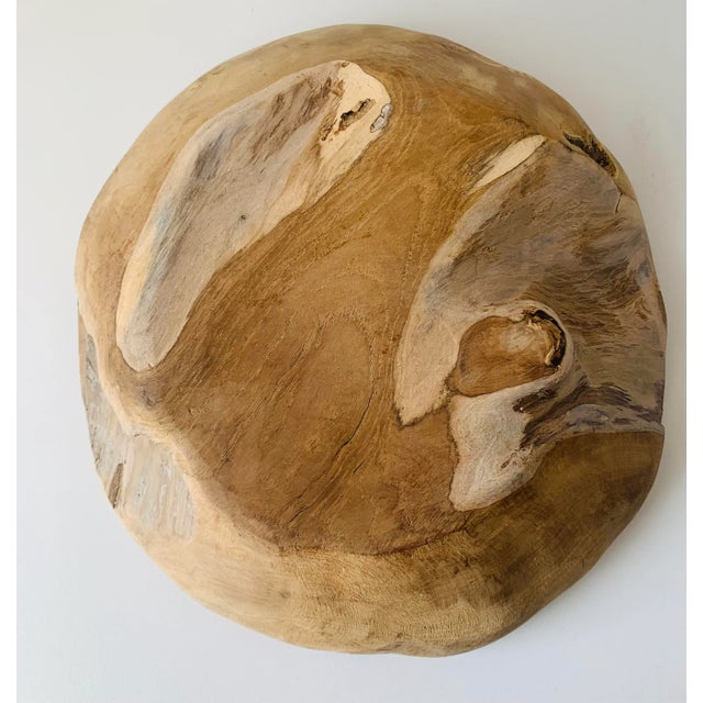 Early 21st Century Organic Hand Cut Artisan Large Natural Wooden Bowl For Sale - Image 5 of 8