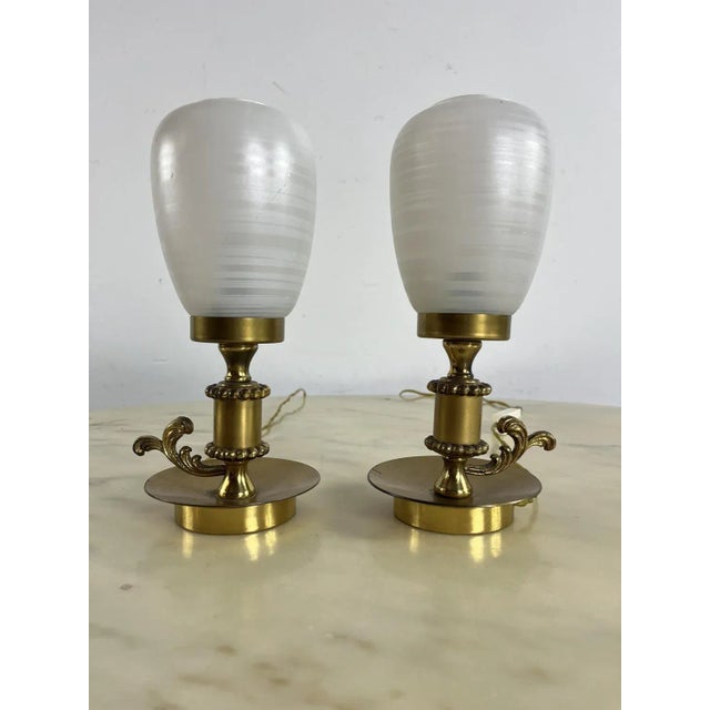 Mid-Century Brass and Murano Glass Table Lamps, 1950s, Set of 2 For Sale - Image 9 of 9