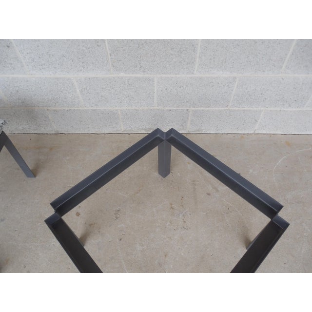 Mid Century Modern Floating Marble Top Steel Base Tables - A Pair For Sale - Image 4 of 8