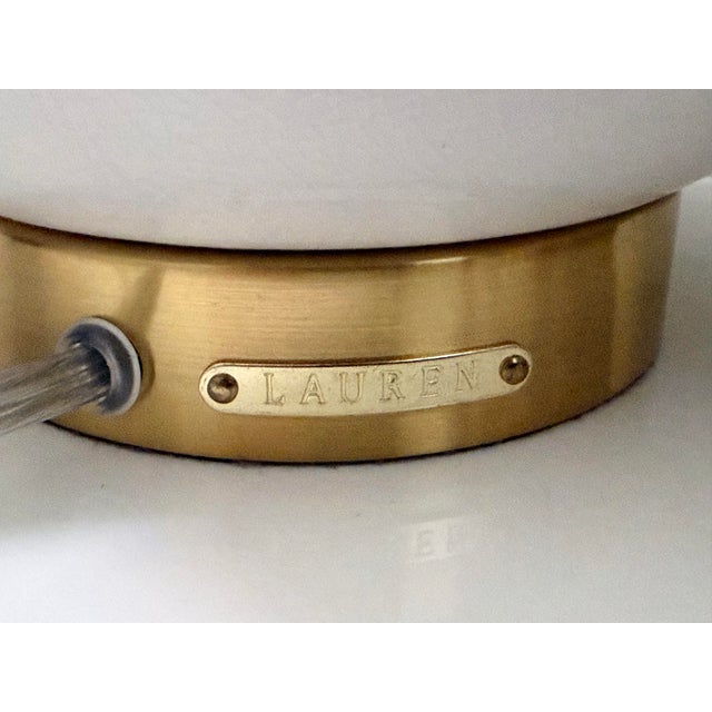 Ralph Lauren White Ceramic & Brass Signed Vintage Lamps - A Pair For Sale - Image 9 of 9