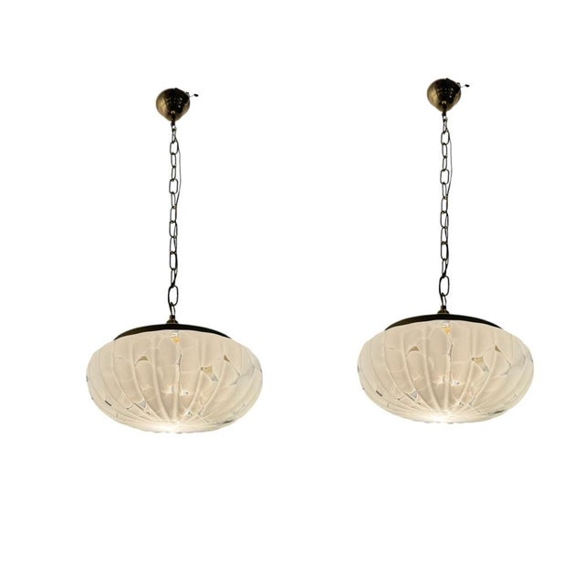 White Murano Glass Pendants, 1980s, Set of 2 For Sale - Image 10 of 10