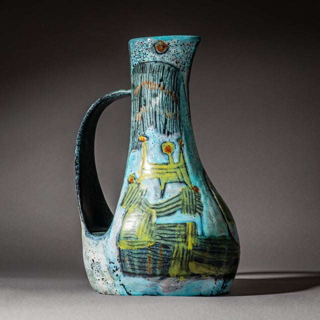 Color-Glazed Ceramic Jug by Bruno Baratti Pesaro, Italy, Mid-20th Century For Sale - Image 9 of 18