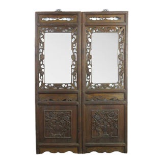 1940s Wall Mirror With Hand Carved Frame For Sale