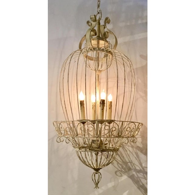 Boho Chic Aged White Lantern Pendant For Sale - Image 4 of 5