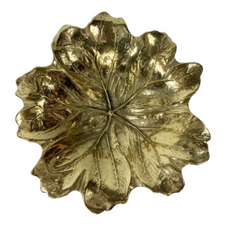 Vintage Brass Cabbage Leaf Catchall or Candy Dish For Sale