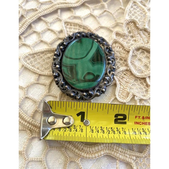 1900 - 1909 1900 - 1909 Rare Antique Silver and Malachite Robert Merath Ulm Signed Brooch For Sale - Image 5 of 6