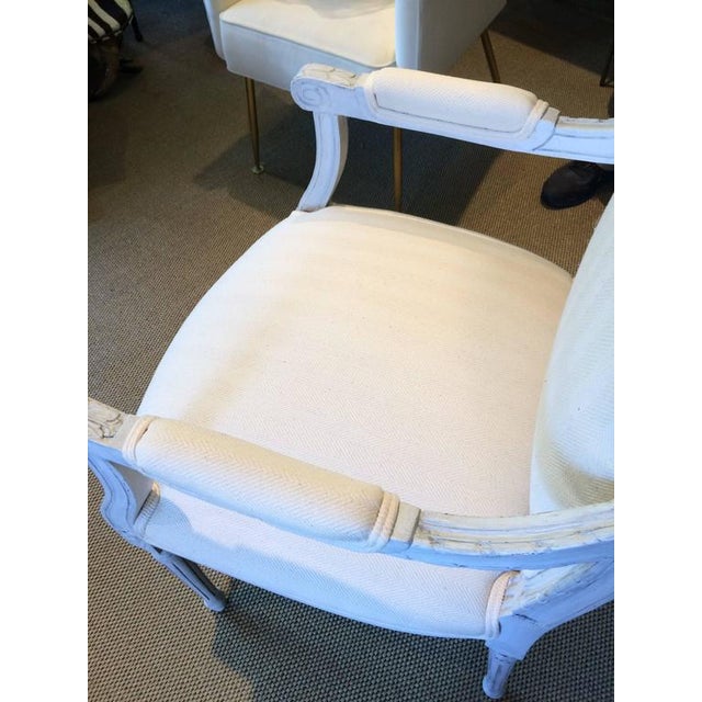 Gustavian Grey Newly Upholstered French Fauteuil Armchairs a Pair