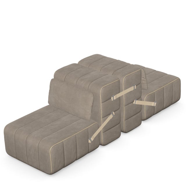 Curt Modular 2-Seater Sofa in Barcelona Velvet Fabric from Ambivalenz, Set of 4 For Sale - Image 6 of 9