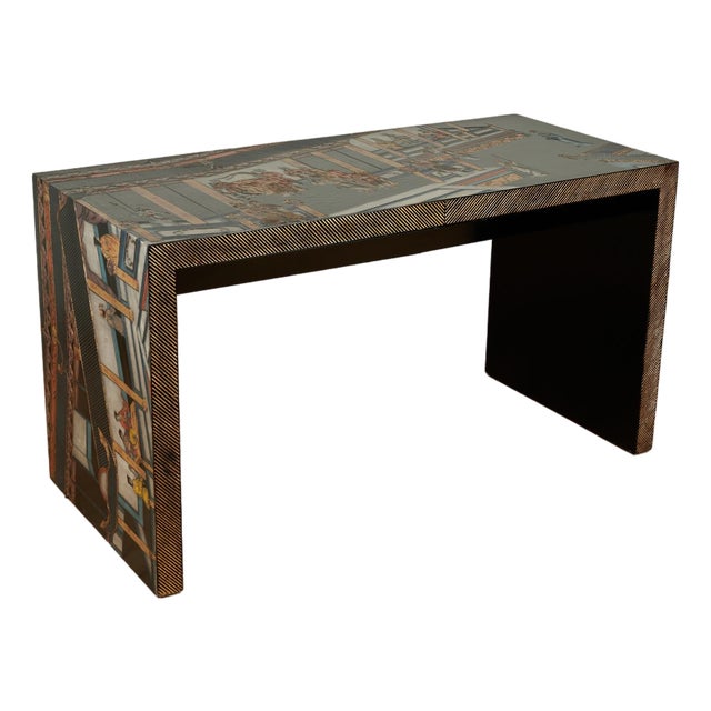 Mid Century Chinoiserie Parsons Style Console Table For Sale