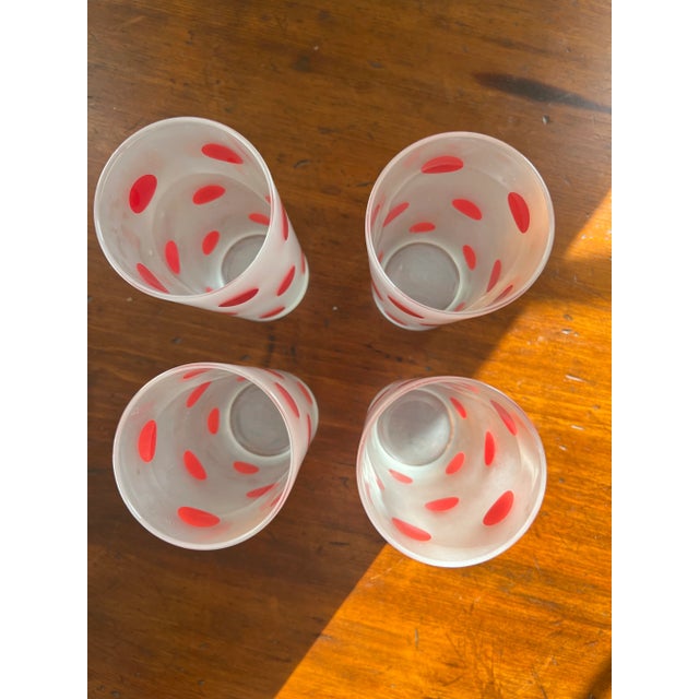 Anchor Hocking 1960s Red Polka Dot Glasses- Set of 8 For Sale - Image 4 of 8