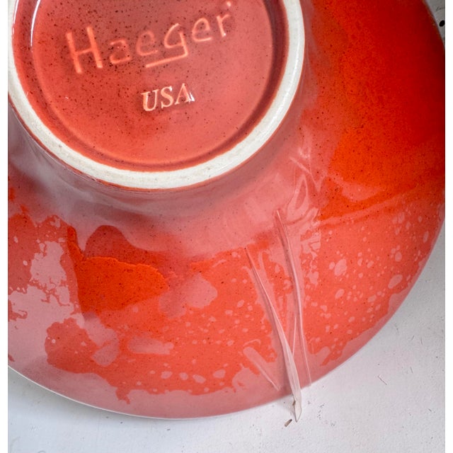 1940s Mid-Century Modern Orange Haeger Footed Display Decor Bowl For Sale - Image 11 of 11