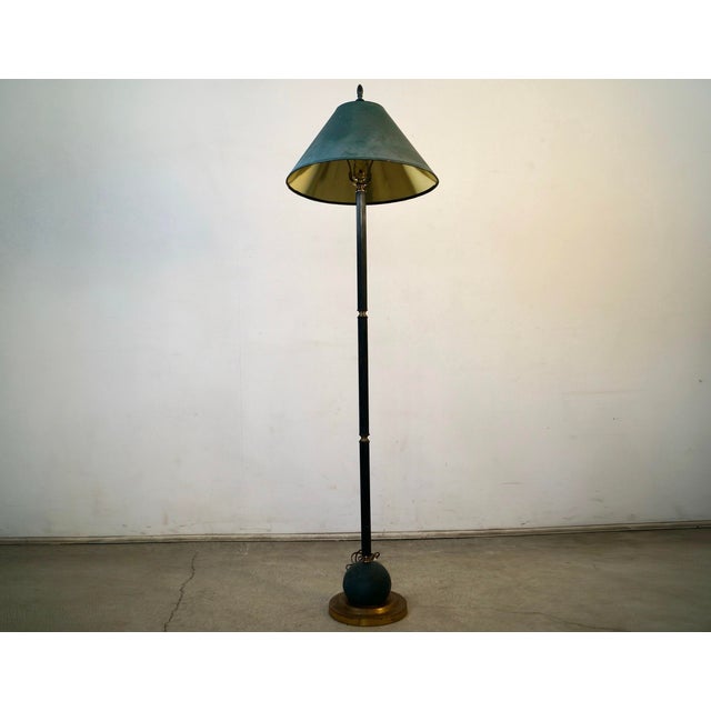 1970's Post Modern floor lamp for sale. It's a special floor lamp with a really unique design. It has a fluted metal stem...