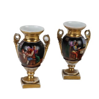 Empire Style Porcelain Vases, Set of 2 For Sale