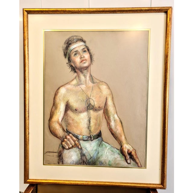 1970s Flora B. Giffuni, “Hippie” — Original Framed Pastel Portrait For Sale - Image 14 of 14
