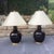 Pair of Ralph Lauren Gloss Black "Malin Ming" Lamps With Cream Coolie Shades and Brass Bases For Sale In Atlanta - Image 6 of 11
