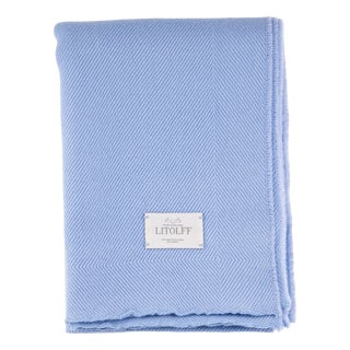 Handwoven Blanket in Blue by Litolff, Germany For Sale