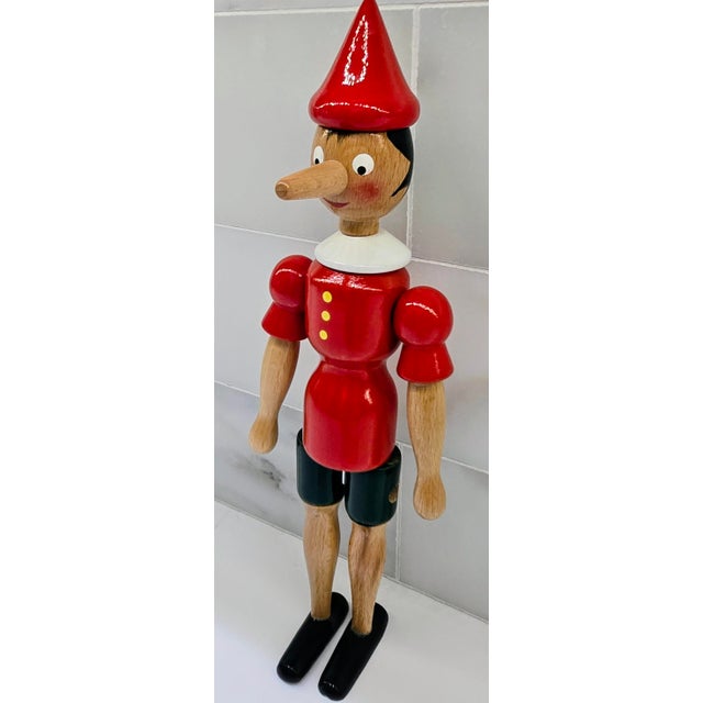 Late 20th Century Vintage Mastro Geppetto Pinocchio Wooden Toy Figure – Made in Italy For Sale - Image 5 of 12