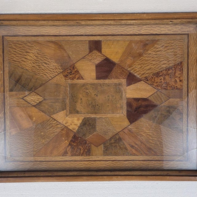 Art Deco Tray Marquetry and Glass, France, 1950s For Sale - Image 10 of 16