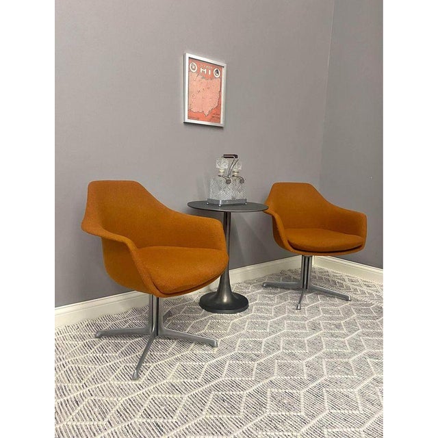 Eames Vintage, Mid Century Modern Vecta Group Swivel Chairs in Burnt Orange For Sale - Image 4 of 12