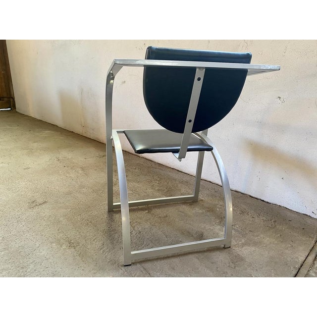 Set of Cosinus Armchair Chairs in Raw Steel & Black Leather attributed to Karl Friedrich Förster for Kff, 1980s For Sale - Image 10 of 15