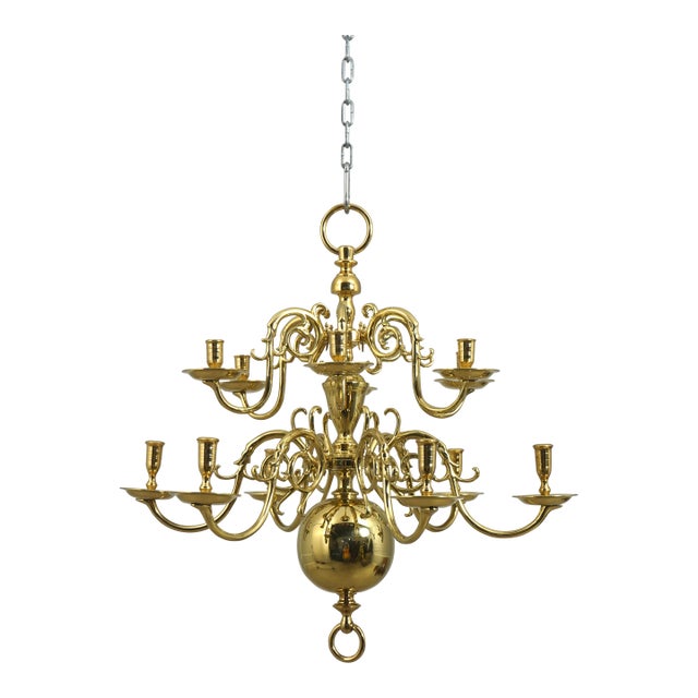 Virginia Metalcrafters Colonial Williamsburg Brass Chandelier For Sale
