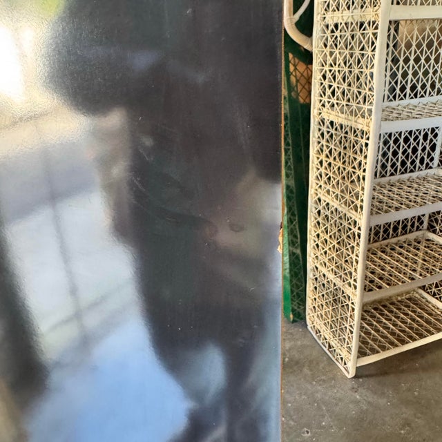 Postmodern Chinoiserie Black Lacquer Laminate Waterfall Armoire With Gold Accents For Sale - Image 9 of 11