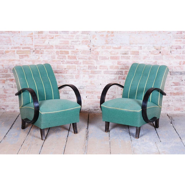 Wood Set of Vintage Art Deco Armchairs by Jindrich Halabala for Up Zavody, 1930s For Sale - Image 7 of 9