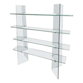 Italian Molded Glass Adjustable Free-Standing Shelf For Sale
