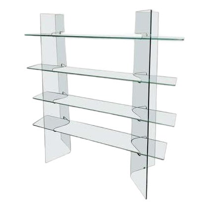 Italian Molded Glass Adjustable Free-Standing Shelf For Sale