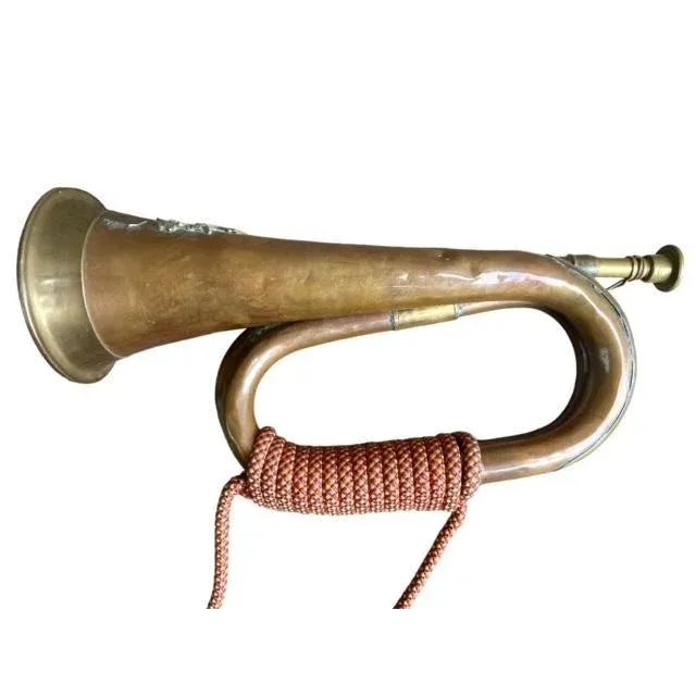 Metal 1900s WW1 Era Notts & Derby Sherwood Foresters Bugle Copper and Brass With Tassel Cord For Sale - Image 7 of 8