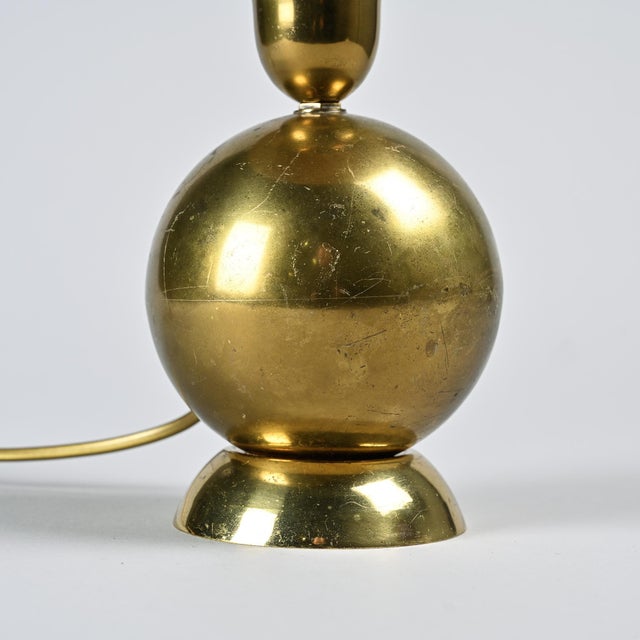Gold Gilt Brass Table Lamps from Creation Mathias, France, 1970, Set of 2 For Sale - Image 8 of 9