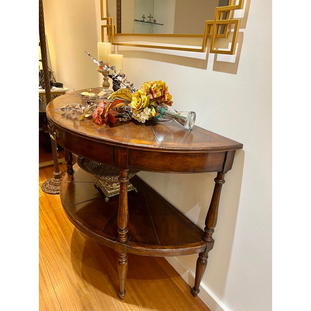 Jonathan Charles Vintage Jonathan Charles Demilune Console Table For Sale - Image 4 of 8