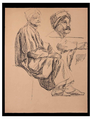 Unknown, Arab Man, Original Pen Drawing, Mid-20th Century