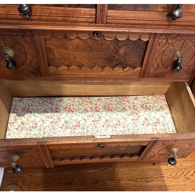 Brown Late 19th Century Victorian Eastlake Walnut Dresser, Great Drawers, Excellent For Sale - Image 8 of 14