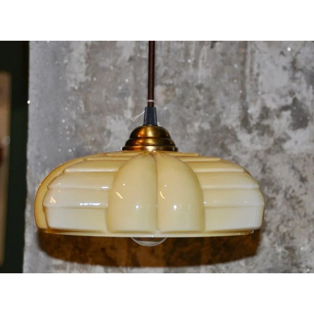 Modern Art Deco Beige Opaline Pendant Lamp, 1920s For Sale - Image 3 of 8