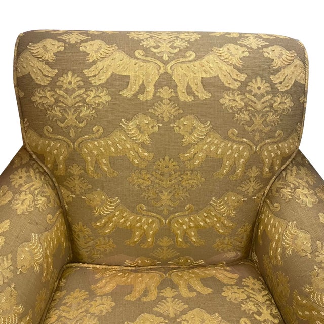 1980s 1980s Schumacher Furnishings Club Chair in Scalamandre Fabric For Sale - Image 5 of 9
