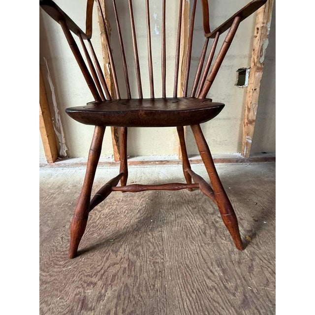 Antique 19th Century Windsor Spindle Back Plank Seat Armchair For Sale - Image 4 of 17
