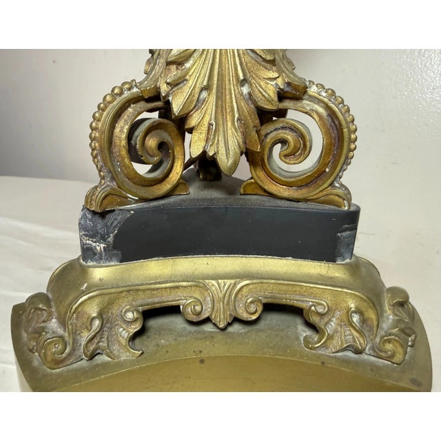 Large Antique 1800's Ornate Gilt Bronze Marble Candle Holder Electric Table Lamp For Sale - Image 12 of 12