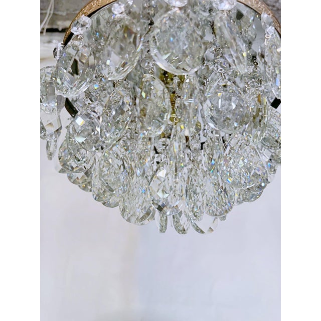 Hollywood Regency Vintage Italian Basket Chandelier With Ornate Floral Brass Band For Sale - Image 3 of 8