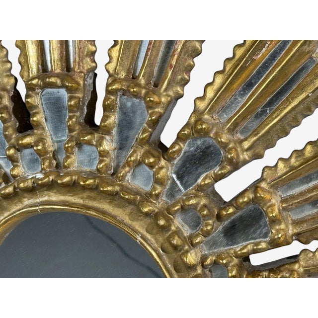 Line Vautrin Style, Sunburst Mirror, Clayed Gilt, Mirror, France, 1960s For Sale - Image 9 of 10