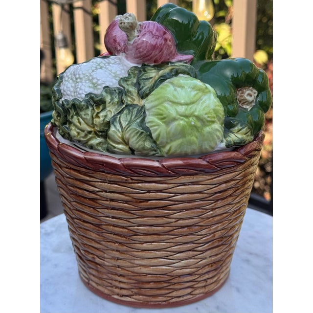 Mid-Century Made in Japan Trompe L’Oleil Basket of Vegetables For Sale - Image 10 of 15