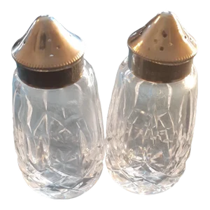 1980s Etched Waterford Crystal Salt & Pepper Shakers- Set of 2