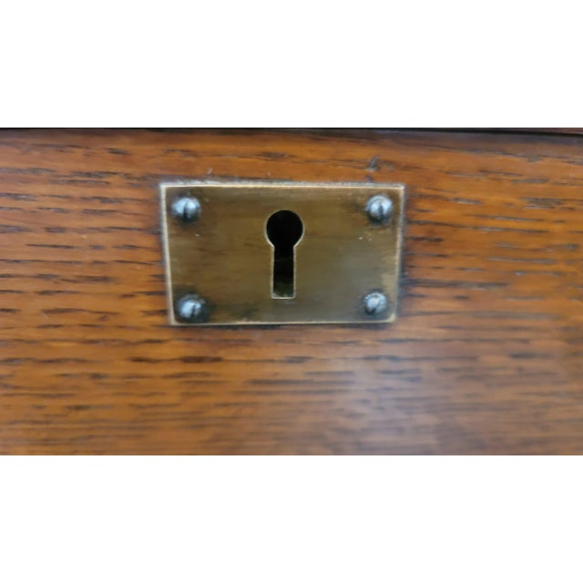 Wood Mission Charles Limbert Strap-Hinge Three Drawer Drop Front Desk C .1910 Rare For Sale - Image 7 of 12